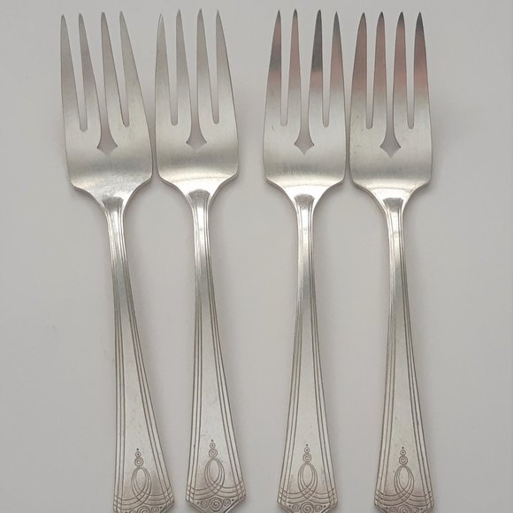 Oxford Silverplate Aurora Pattern 1930s Art Deco Flatware Oneida 28 Pieces - Picture 13 of 16